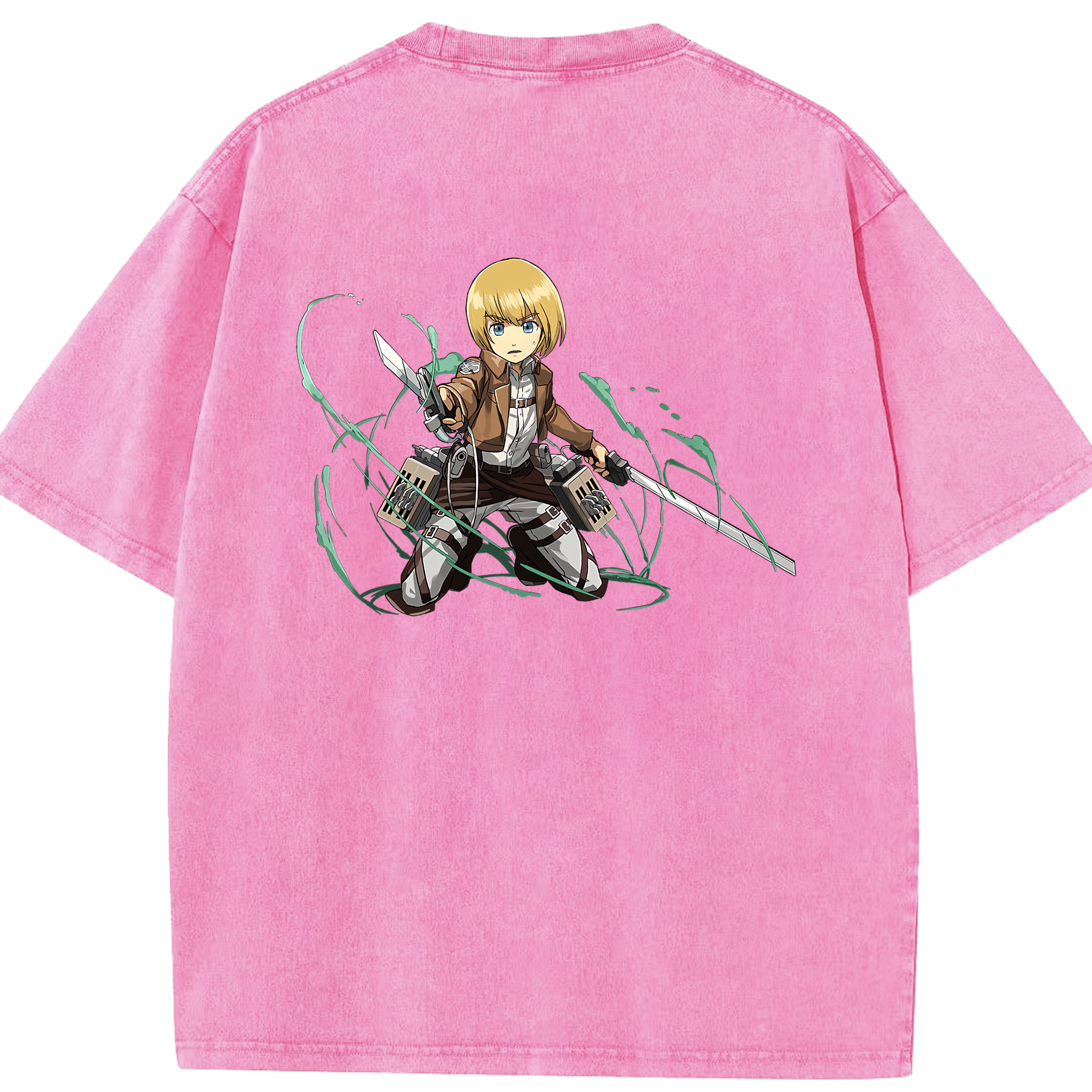 （画像用） 進撃の巨人 アルミン·アルレルト Attack on Titan Armin Arlert 綿100% ヴィンテージ風 半袖Tシャツ（背面プリント）